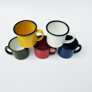 Wholesale 12oz 350ml Eco-Friendly Enamel Cups Custom Enamel for <strong>Mugs</strong> Orange Red Yellow Blue 8cm <strong>Tin</strong> Enamelled Camp Coffee Cups - Product Image 2