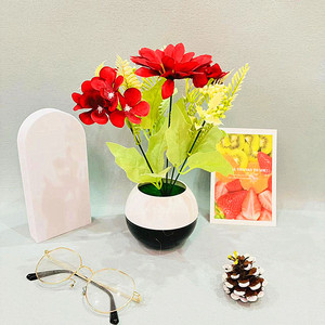 Plante artificielle en pot tournesol Qi Xing 25 cm, fleur en soie, décoration intérieure - Product Image 4