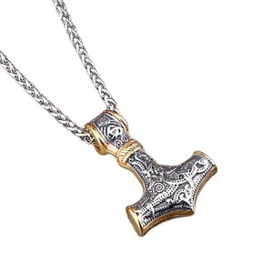 Pendentif marteau de Thor Viking en acier inoxydable, collier pour homme avec design d'os de dragon, bijoux tendance, cadeau pour lui - Product Image 5