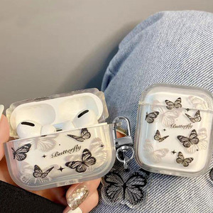 Étui de protection en TPU Design papillon noir à la mode pour <span class=keywords><strong>Apple</strong></span> pour AirPods Pro 2/3 génération sans fil pour écouteurs <span class=keywords><strong>Bluetooth</strong></span> fabriqués - Product Image 5