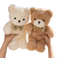 Ours en peluche Kawaii coloré avec nœud papillon brodé, personnalisable, doux, en coton PP, doublure en maille, confortable à câliner, cadeau d'anniversaire, fête