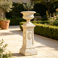 Support de pot de fleurs en résine fait main et peint à la main, style colonne romaine, piédestal européen vintage, urne, pot de fleurs, décoration d'intérieur