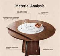 Table et chaises demi-lune extensibles en bois massif de style minimaliste, adaptées aux hôtels, restaurants et maisons