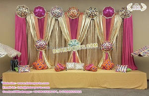 Punjabi Sangeet ผ้าม่านตกแต่งเวทีสีสันสดใสม่านฉากหลังแต่งงานผ้าม่านฉากหลังสำหรับเวที Sangeet - Product Image 5
