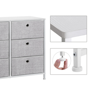 Commode de rangement moderne en tissu avec 3 bacs et 6 tiroirs à ouverture facile pour la literie et les chaussures - Product Image 4