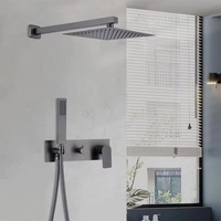 Robinet de douche mural dissimulé noir de luxe léger américain pour hôtels et maisons d'hôtes, idéal pour le commerce transfrontalier