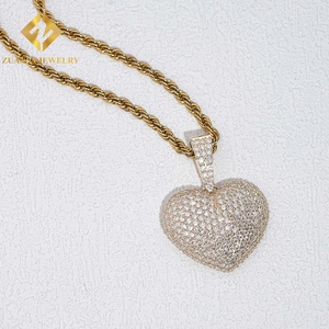 Colgante de Corazón de Diamante Cultivado en Laboratorio de Oro Sólido de 10k Personalizado con Incrustaciones de Diamantes, con Certificado, Joyería Hip Hop - Product Image 1