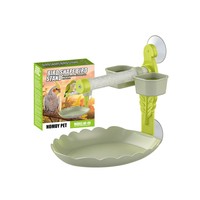NOMOYPET Jouet d'observation pour perroquet en gros, station de repos pour oiseaux à fixer sur fenêtre avec plateau à déjections amovible et gamelle d'eau et de nourriture