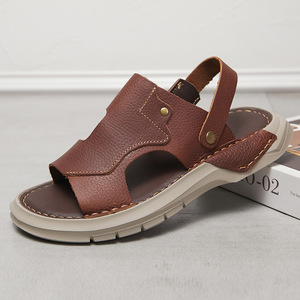2026 New Arrival Hand Stitched <b>Velcro</b> Genuine Leather Closed Toe Sandals Cool Durable Middle Aged Elderly <b>Men</b> <b>Shoes</b> - Product Image 2