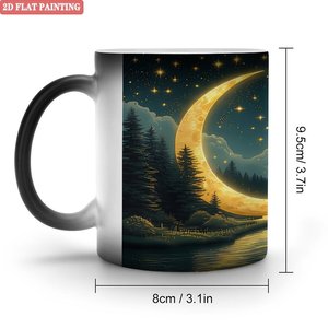 Taza de Cerámica de 11 oz, Taza Mágica que Cambia de Color con el Calor, para Sublimación, con Diseño de Luna y Cielo Nocturno - Product Image 1
