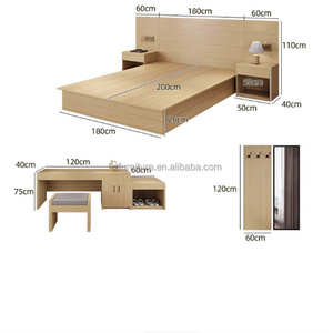 Economical Commercial Furniture 3 Star Hotel Bedroom Sets Double Single Bed WithHeadboard Nightstands <b>Desk</b> TV Cabinet & Wardrobe - Product Image 5