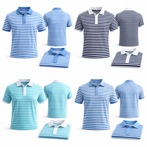 Polo de Alta Calidad con Diseño Vintage a Rayas, Logotipo Personalizado Bordado, Transpirable, de Algodón y Spandex, Ropa de Golf para Hombre - Product Image 2