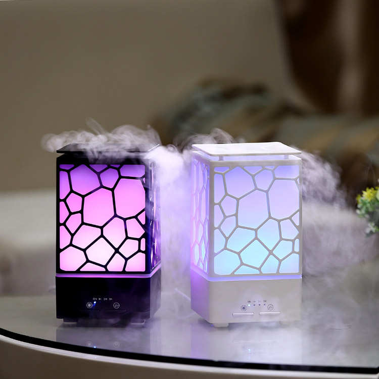 Difusor de óleo essencial aromaterapia, cubo de água, luz noturna colorida, difusor de aroma ultrassônico
