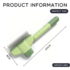 Peine antipulgas para depilación de mascotas seguro portátil de autolimpieza con un clic con dientes largos y cortos de acero inoxidable para perros y gatos - Product Image 2