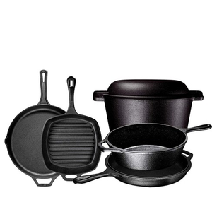 Klasik Dökme Demir 7 Parça Tencere Seti (Dutch Oven, Derin Tencere, Güveç Tenceresi, Kızartma Tavası) - Çevre Dostu Mutfak Gereçleri - Product Image 3