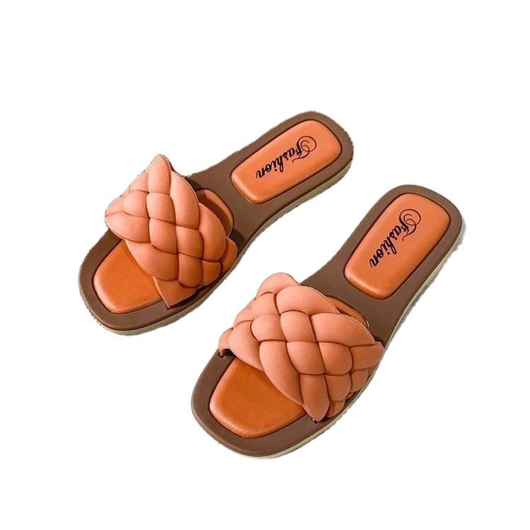 Sandales plates fantaisie d'été pour femmes pantoufles à talons à bout  carré avec caractéristiques antidérapantes et respirantes pour la saison