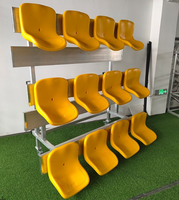 Tribune portable en aluminium de qualité à 3 rangées, sièges bleus pour gymnase intérieur avec roues