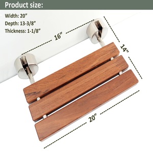 Siège de douche pliant moderne en teck de 20 pouces, à fixation murale avec quincaillerie en acier inoxydable - Product Image 3