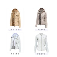 Vestes à capuche pour femmes en cuir PU tendance printemps automne hiver, grande taille, chaudes avec fermeture éclair