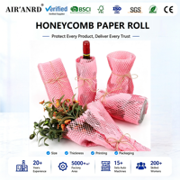 Rouleau de papier nid d'abeille rose biodégradable et écologique, facile à déchirer, matériau d'emballage de protection recyclable, cadre photo personnalisable