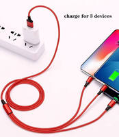 Offre Phare Chargeur Universel Multiple 3-en-1 Unique Câble USB Multi-Fonction 3-en-1 Charge et Données pour Téléphone Micro USB Type C