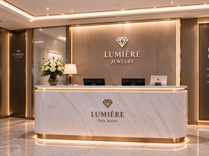 Vitrine à bijoux haut de gamme, comptoir en marbre sur mesure, vitrine à bijoux en verre LED pour magasin de détail de luxe - Product Image 1