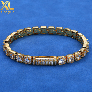 Hip Hop Custom 7Mm Moissanite Square Bead Chain S925 Sterling <b>Silver</b> <b>Men'S</b> Jewelry Accessory Bracelet - Product Image 1
