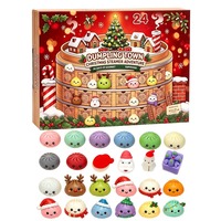 Jouet Squishy Boulette de Noël, Calendrier de l'Avent 24 Jours avec 24 Formes Assorties, à Pétrir et à Presser pour Soulager le Stress