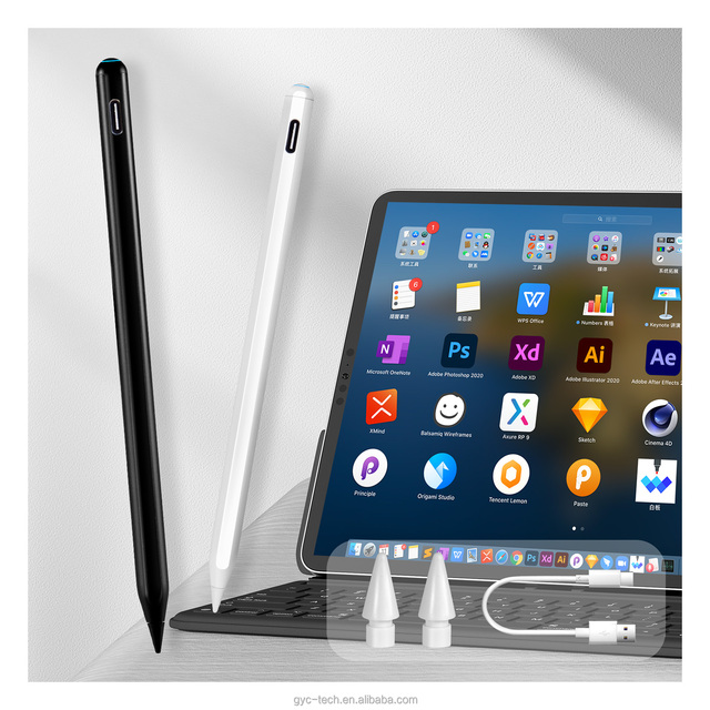 iPad 1 Mini Pencil Active Capacitive Stylus Palm Rejection Tilt Sensitivity Magnetic Attraction Type-C Charging Aluminum for