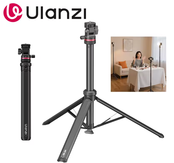 Ulanzi MT-80 Auto-Open Tripod 2M with Universal 1/4" Mount for Travel Photography Light Stand for Vlog