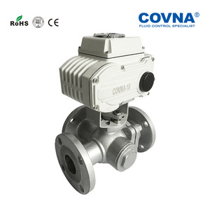 วาล์วบอลไฟฟ้าสามทาง Covna ขนาด 1 นิ้ว แบบมีหน้าแปลน สแตนเลส 650 Psi พร้อมตัวกระตุ้น 4-20mA สำหรับน้ำ น้ำมัน และไอน้ำ - Product Image 2