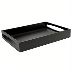 Leopold <b>Tray</b> Rectangular <b>Black</b> Decorative Serving <b>Tray</b> For Home Office Use - Product Image 2