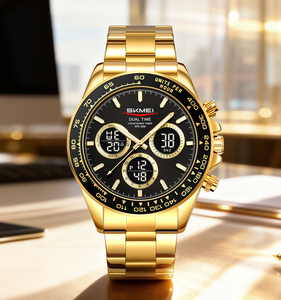 Montre numérique de luxe pour homme SKMEI 2505 avec bracelet en acier inoxydable, étanche, double affichage et fonction lumineuse, fonction alarme - Product Image 4