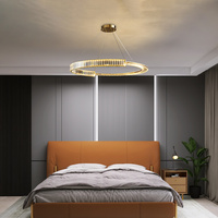 Lustre en cristal de luxe pour salon, lampe suspendue à LED à 3 couleurs changeantes