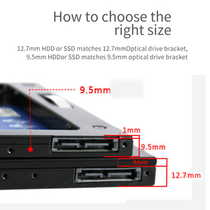 Caddy-controlador de disco duro Universal para ordenador portátil, compatible con SATA hdd o SSD de 9,5/12,7mm - Product Image 4