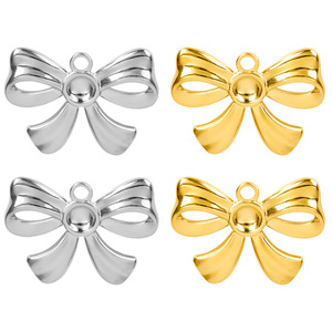 POWELL Stainless Steel Bow <strong>Pendant</strong> Versatile DIY Necklace Accessory with 18K Plated Gold <strong>Fashionable</strong> Style <strong>Charms</strong> - Product Image 3