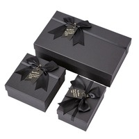 Boîte cadeau noire de luxe personnalisée, emballage en papier rigide de qualité supérieure avec décoration en ruban pour bijoux, cosmétiques, parfums, cadeaux