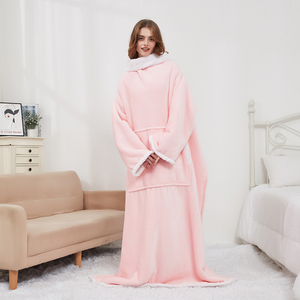 Couverture portable <span class=keywords><strong>Sherpa</strong></span> personnalisée avec manches Extra Soft Plus Size Sleeved TV Throws Print Blanket pour adulte - Product Image 2