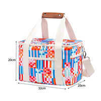Sac pliable portable thermique de grande capacité en tissu Oxford imperméable imprimé à rayures, pour la plage, le camping en plein air