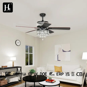 Lámpara de techo con ventilador de cristal y control remoto, estilo retro americano para restaurante. - Product Image 3