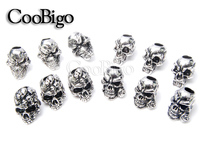 Perle de crâne en métal, perles de squelette, paracorde, breloque Punk, Bracelet, collier, couteau, lanière, accessoires de bricolage en argent