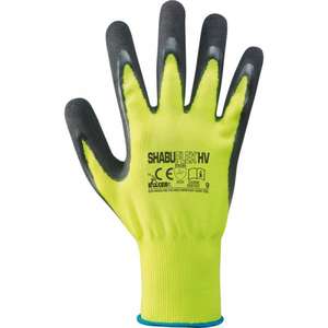 FERVI - GL503/08 Guante de nailon/látex sin costuras con forro amarillo fluo-EAN 8009798269615 SEÑALIZACIÓN Y SEGURIDAD - Product Image 2