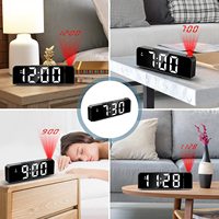 Meilleur vendeur, Projection numérique électrique, Mini alarme lumineuse, Table miroir, horloge LED avec projecteur de temps