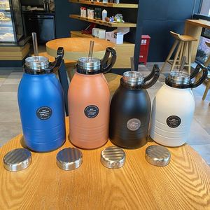 New Large Capacity 1500ml 1900ml Stainless Steel Thermos Cup Sports <b>Bottle</b> Unisex Big Belly Straw Cup <b>Bottle</b> - Product Image 4