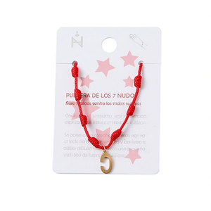 Braccialetto PULSERA C in Acciaio Inossidabile con Sette Nodi, Rosso, Fatto a Mano, Bracciale Charm alla Moda - Product Image 1