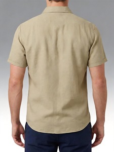 Men's Contrast Panel Short Sleeve Button Up <b>Shirt</b> Casual Business Polo Collar Summer Top - Product Image 4