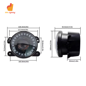 Vòng Xe LED Đèn sương mù ống kính máy chiếu 4 inch Trắng Vàng Halo <span class=keywords><strong>DRL</strong></span> 6500K phía trước Sương Mù Ánh sáng Kit cho Jeep Wrangler JK - Product Image 2