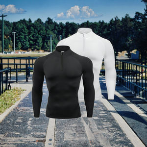 Camisa de Compresión de Manga Larga para Hombre, Camisa Ajustada de Secado Rápido con Patrón Sólido para Gimnasio, Polo para Otoño, Correr, Culturismo, Músculo - Product Image 3