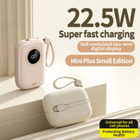 Batterie externe étanche 10000 mAh avec câble USB-C intégré, compacte, légère, ultra-fine, chargeur portable prenant en charge la charge rapide
