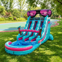 Toboggan aquatique gonflable commercial en PVC à double piste grande capacité avec piscine pour fêtes d'enfants, parcs d'aventure, personnalisable